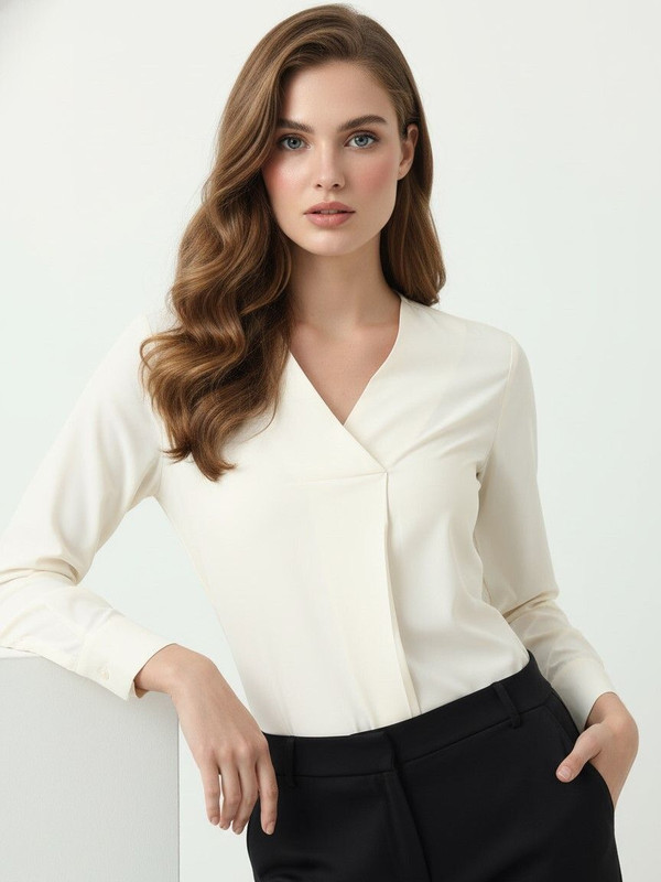 STYLE STAMP Formal Solid Women White Top