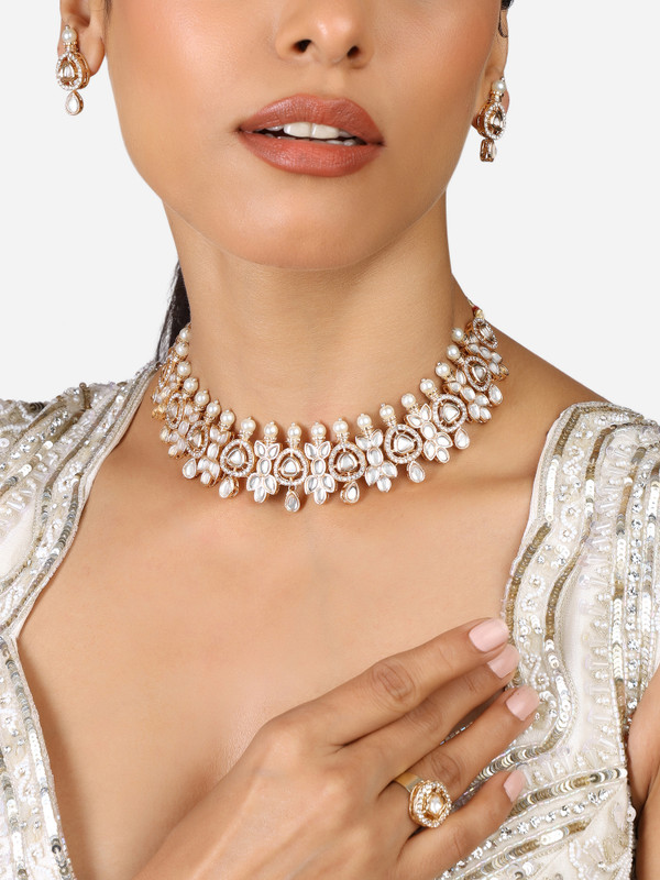 ZAVERI PEARLS Alloy Gold-plated Gold Jewellery Set(Pack of 4)